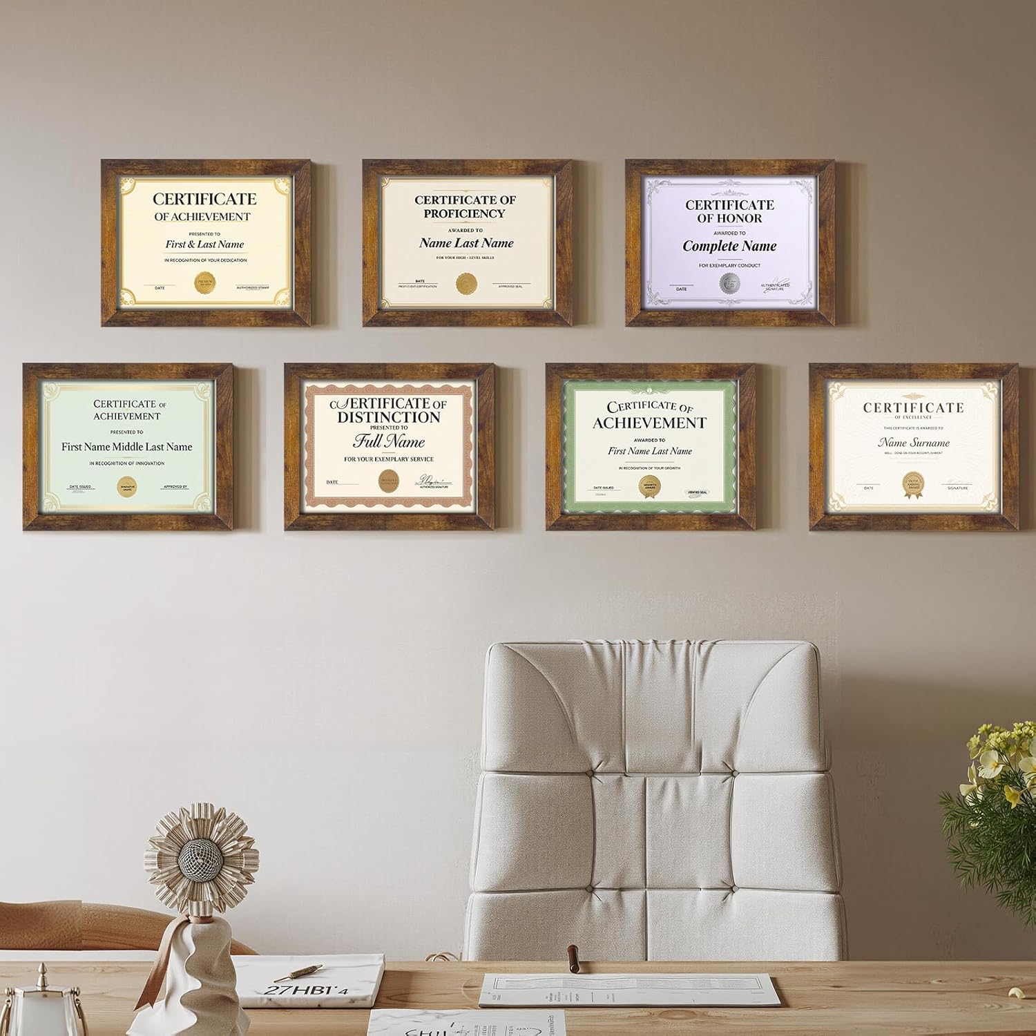 Certifications wall at Gauri's Dental Solutions